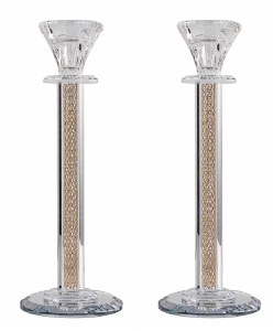 Picture of Crystal Candlesticks Inner Net in Stems Diamond Design Gold 10.25